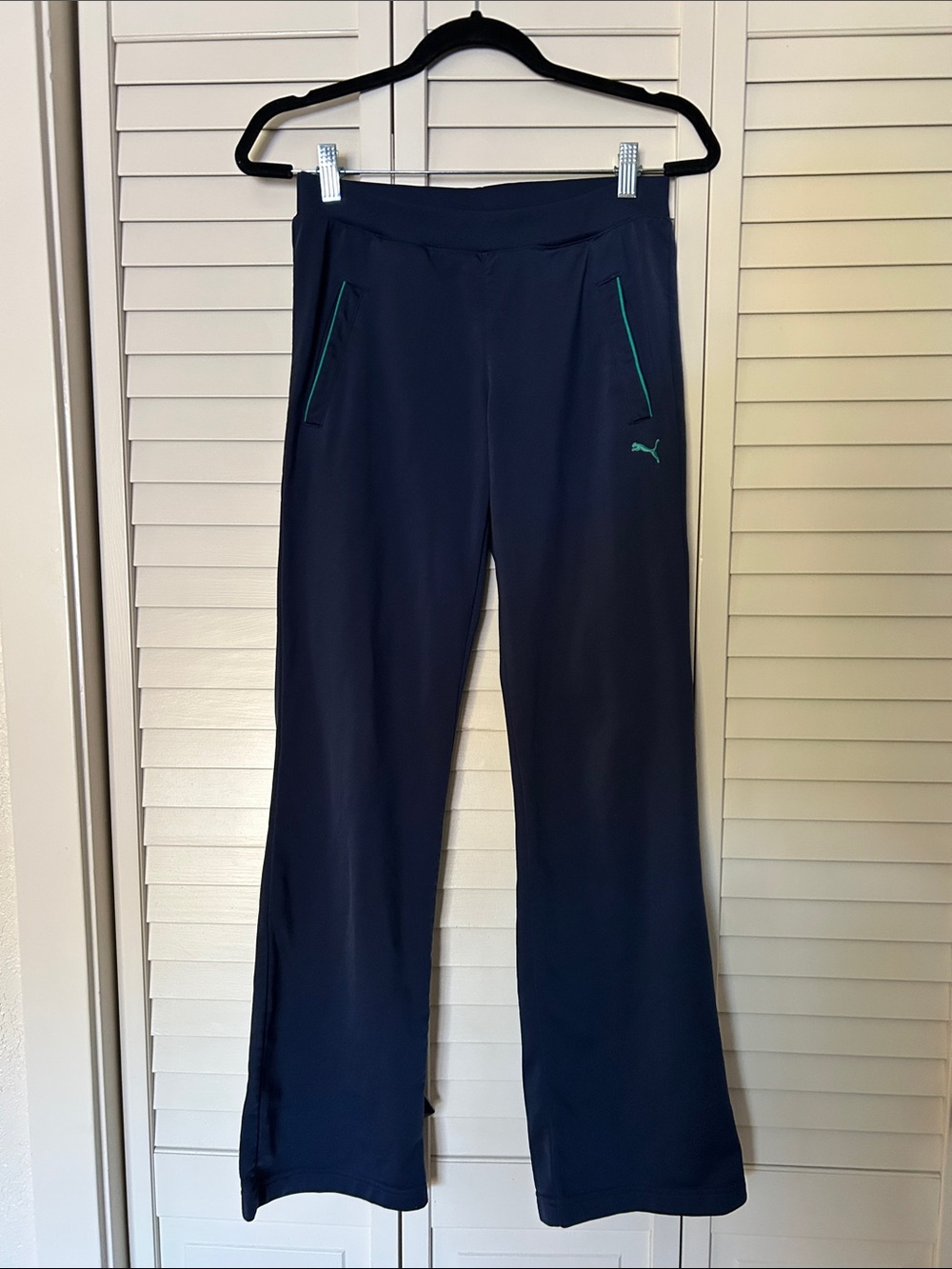 Puma Navy Track Pants with Teal Trim XS